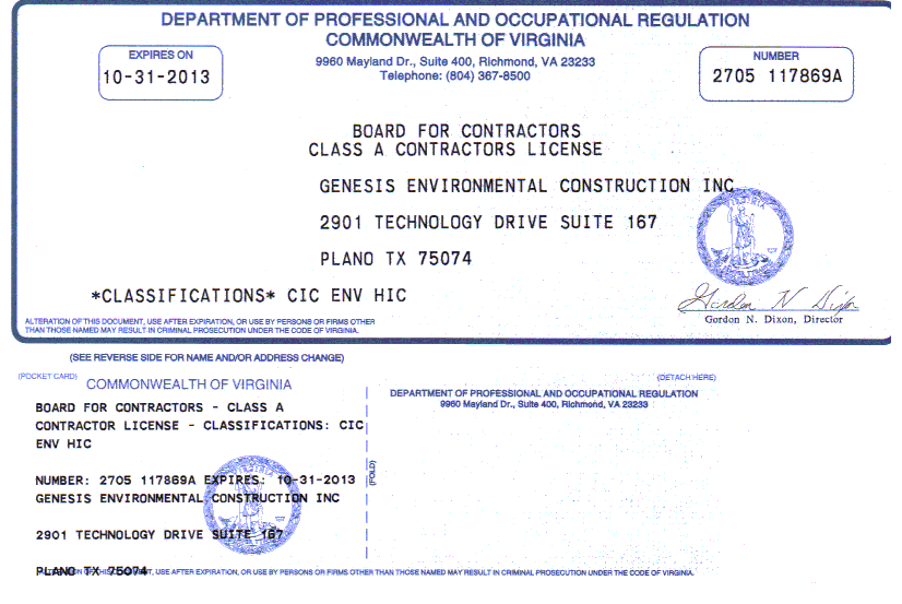 Department of Professional and Occupational Regulation Commonwealth of Verginia